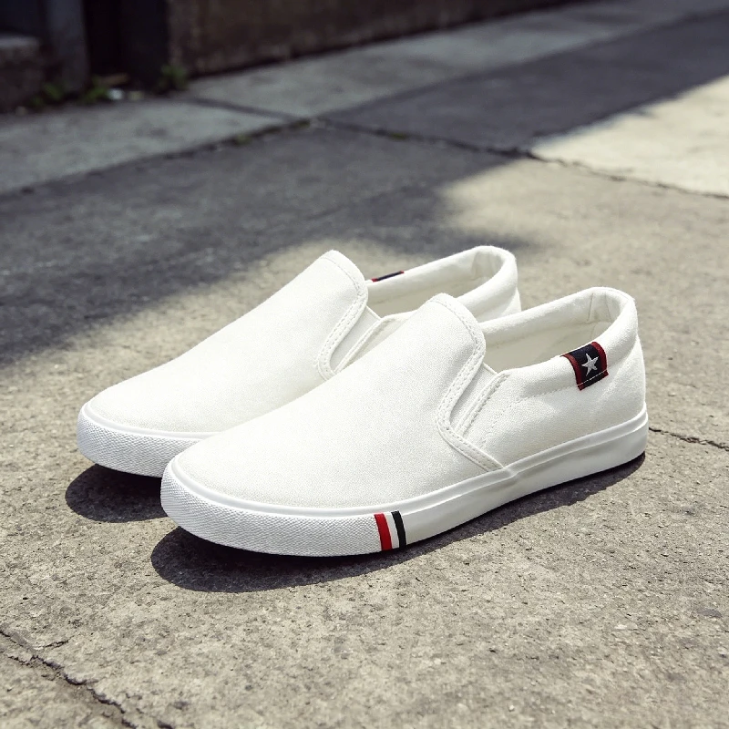 Fashion Vulcanized Shoes Slip on Loafer Washed Flat Men's Classic Canvas Casual Lazy Shoes Moccasin Zapatillas Hombre