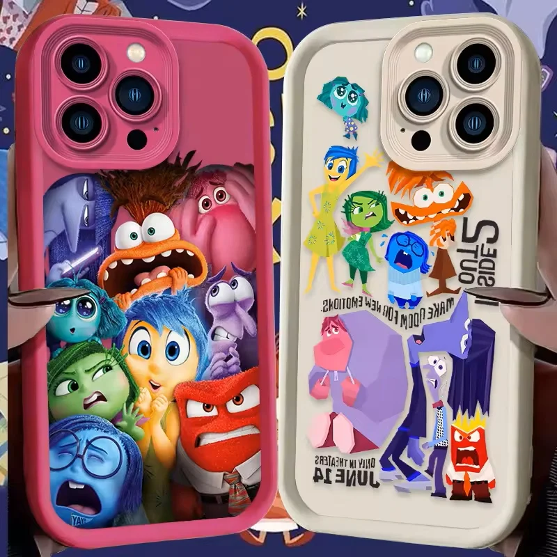 Lovley Disney Inside Out 2 For iPhone 16 15 14 13 12 11 Pro Max XS Max XR 7 8Plus Phone Case Shockproof Soft Silicone Back Cover