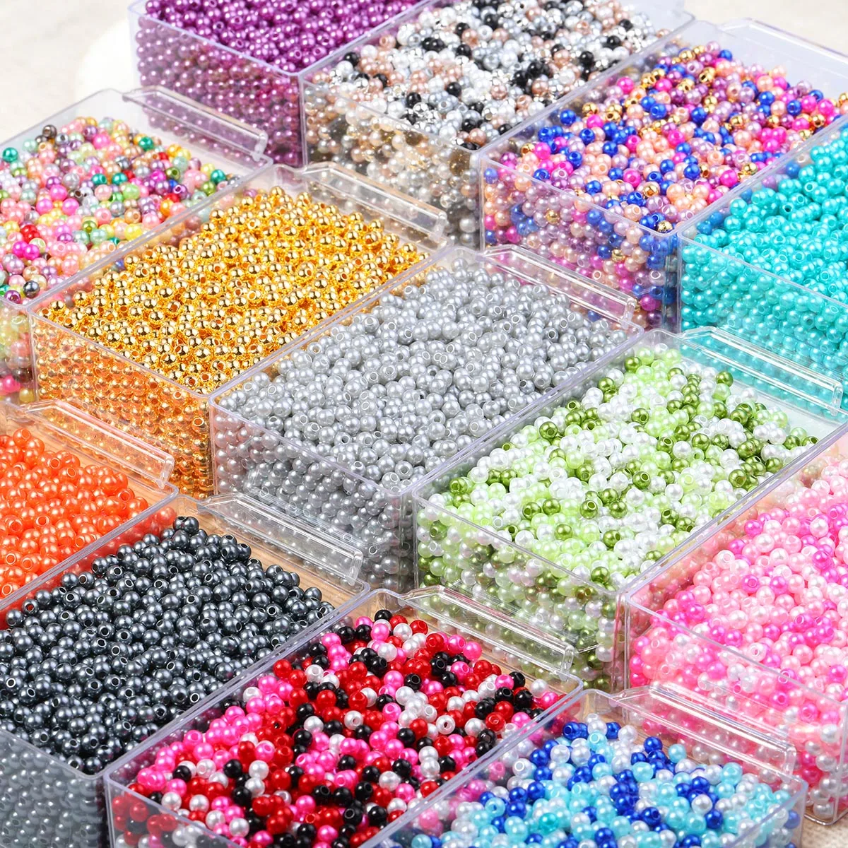 500/1000 Stück 4 mm einfarbige runde Acrylperlen, lose Perlen für handgefertigte DIY-Armbänder, Halsketten, Schmuckherstellung, Zubehör, Basteln
