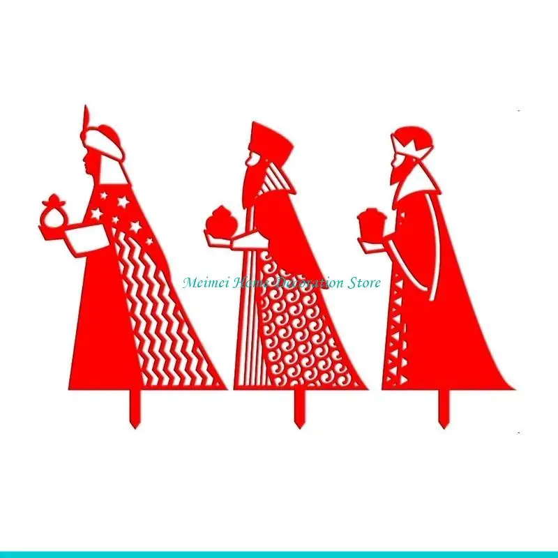 

H7BF акриловый вертеп земля вставка орнамент Рождественский семейный уличный садовый декор украшение для газона с кольями