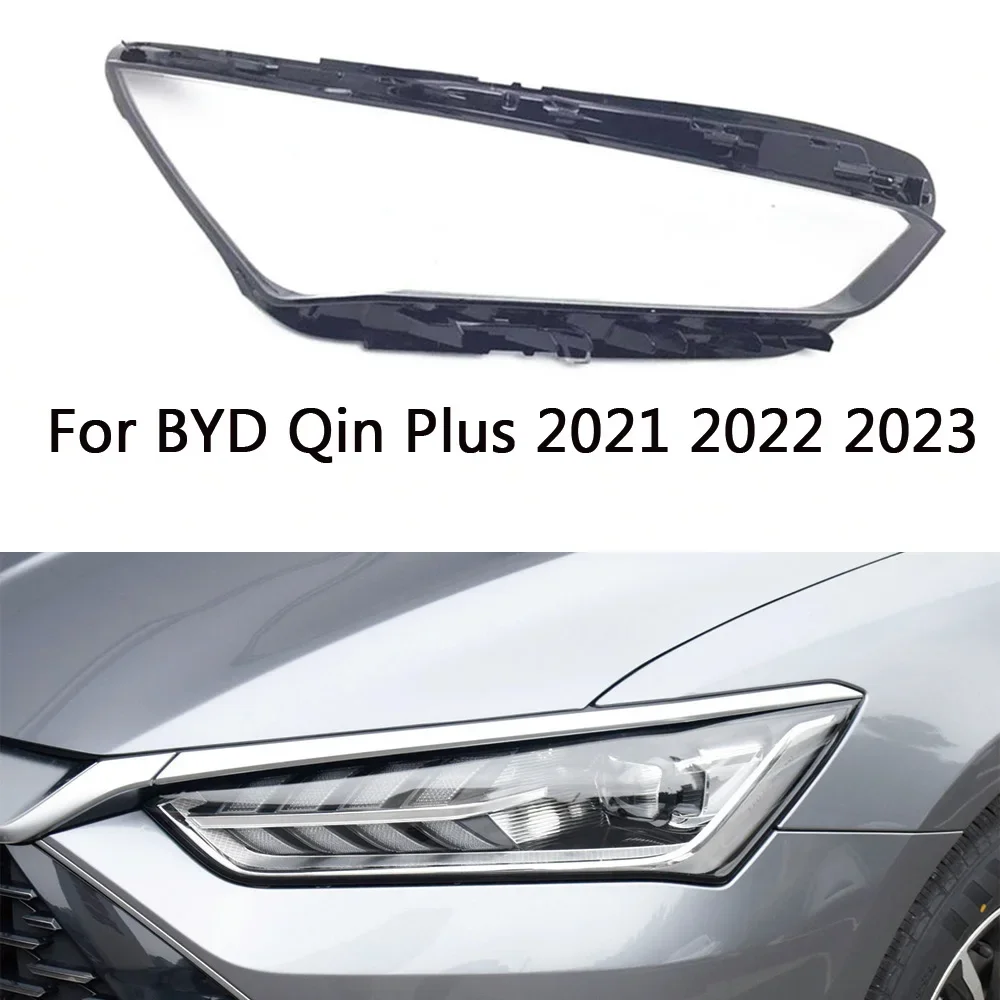 

HTTCY For BYD Qin Plus 2021 2022 2023 front Car Headlight Cover Lens Shell Lampcover Lampshade Headlamp housing