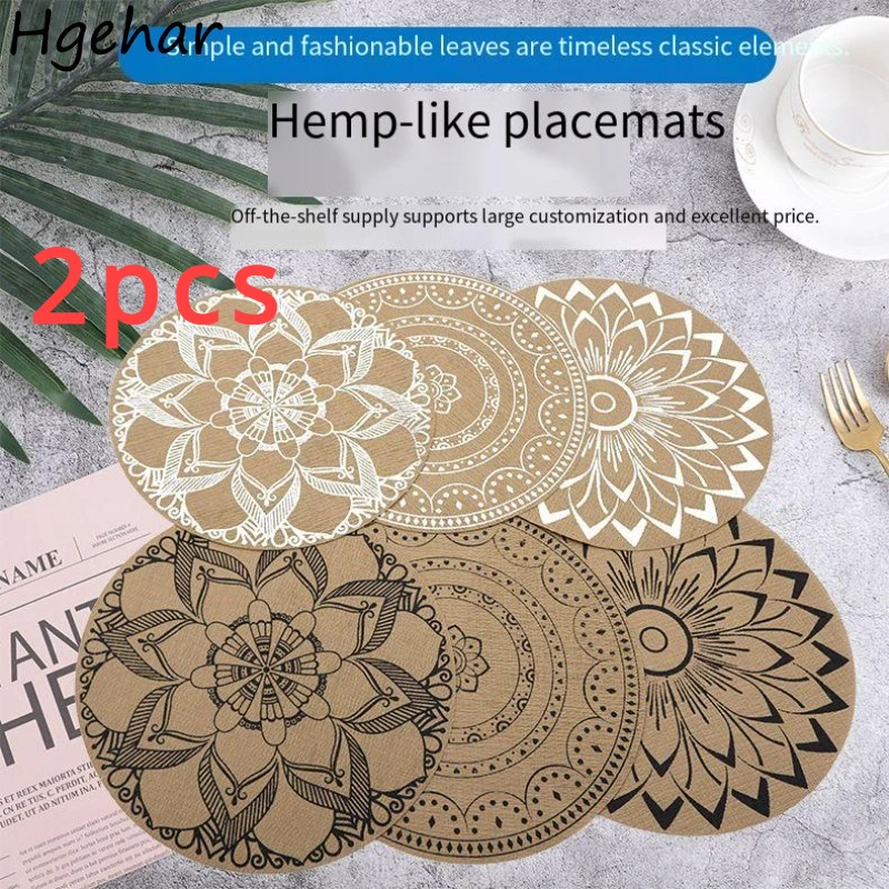 PVC Dish Placemat Anti-hot Vintage Water-proof Oil-proof Tableware Mats Table Decoration Coaster Kitchen Accessories Bowl Plate