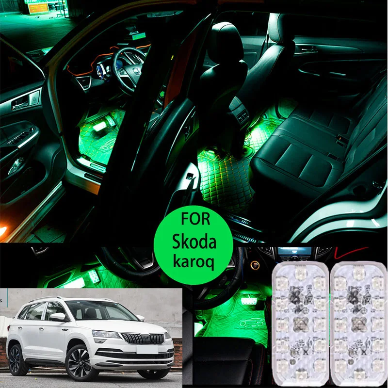 

FOR Skoda karoq LED Car Interior Ambient Foot Light Atmosphere Decorative Lamps Party decoration lights Neon strips