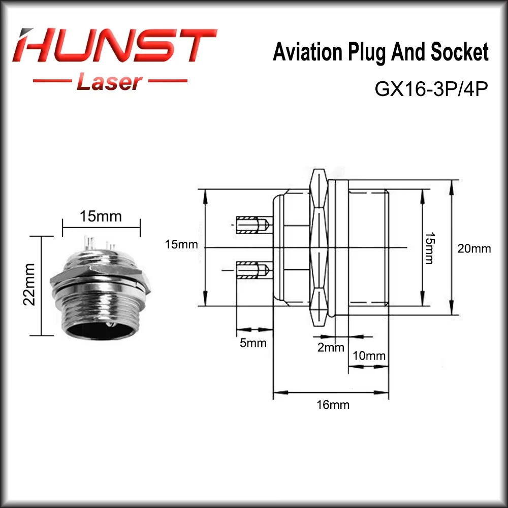 HUNST GX16-3P/GX16-4P Aviation Plug Connector Metal Butt Plug Suitable For Foot Pedals And Swivel Joints