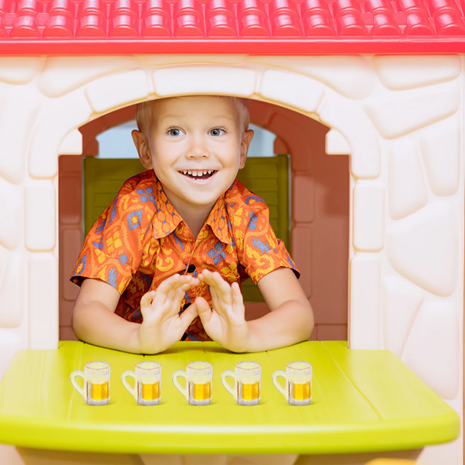 

20Pcs Mini Beer Cups Realistic Style Resin Made Small Mug Set for Dollhouse Decoration Office Desk Home Display Ornaments