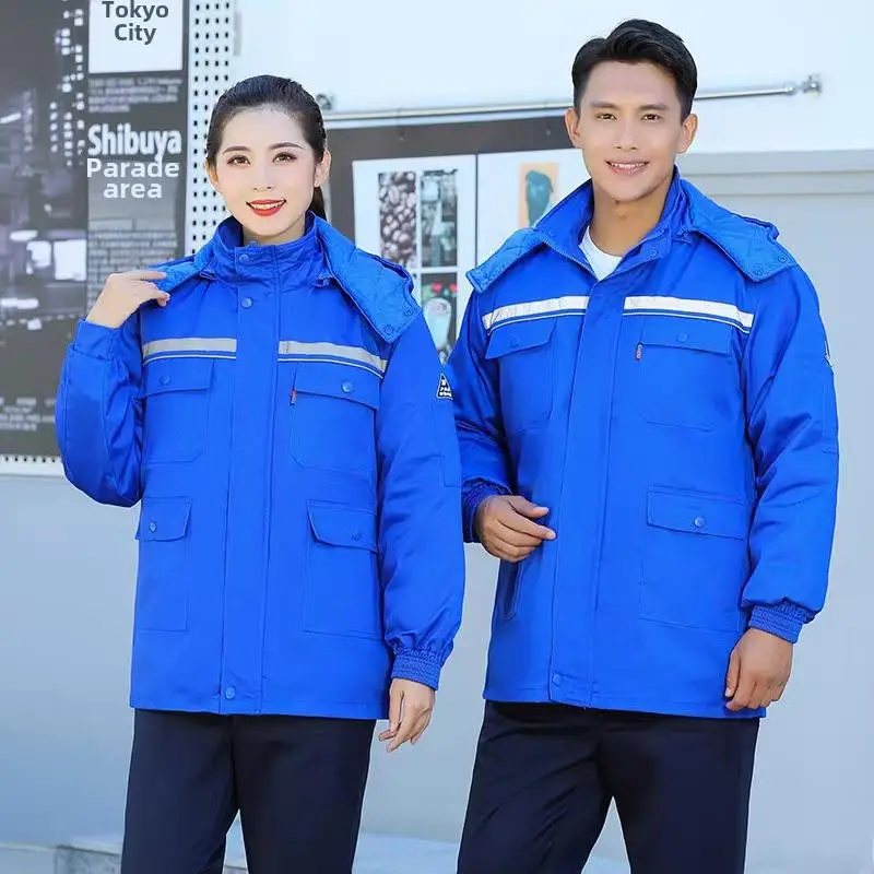 

Men's Winter Workwear Cotton Clothing Anti-Static Cotton Jaet Gas Station Work orm Loose Fit Regular Length No Brand