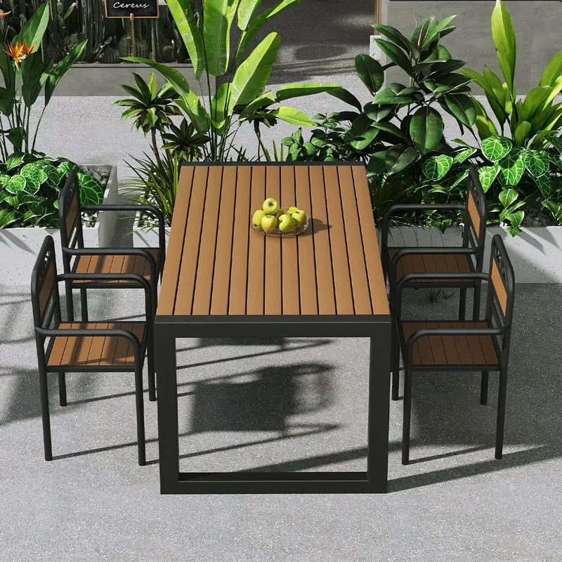 Outdoor Waterproof Sunproof Round Square Table and Chair Set for Courtyard Park Cafe Milk Tea Shop Commercial Leisure