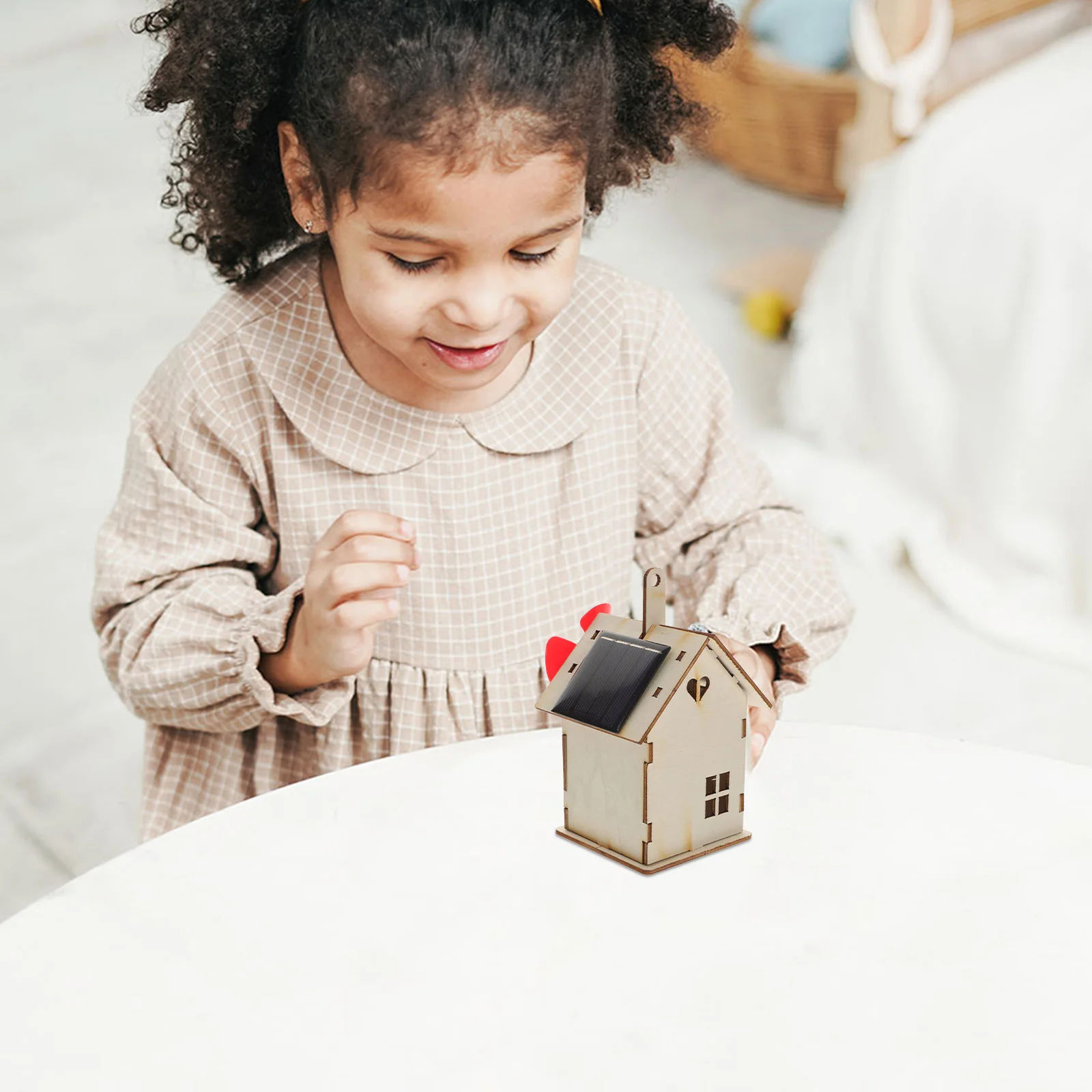 Casa solar cabana criança crianças brinquedos kits de ciências educacionais material seguro de madeira para casa