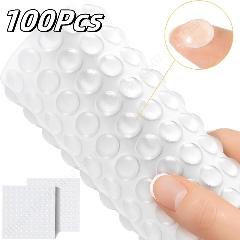 100Pcs Self Adhesive Clear Silicone Door Stopper Rubber Damper Buffer Cabinet Bumpers Furniture Dots Cushion Protective Pads