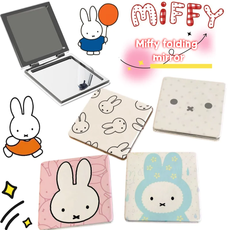 

Двустороннее зеркало Miffy с принтом кролика: изысканное, милое, компактное, складное, портативное, для студентов, для макияжа