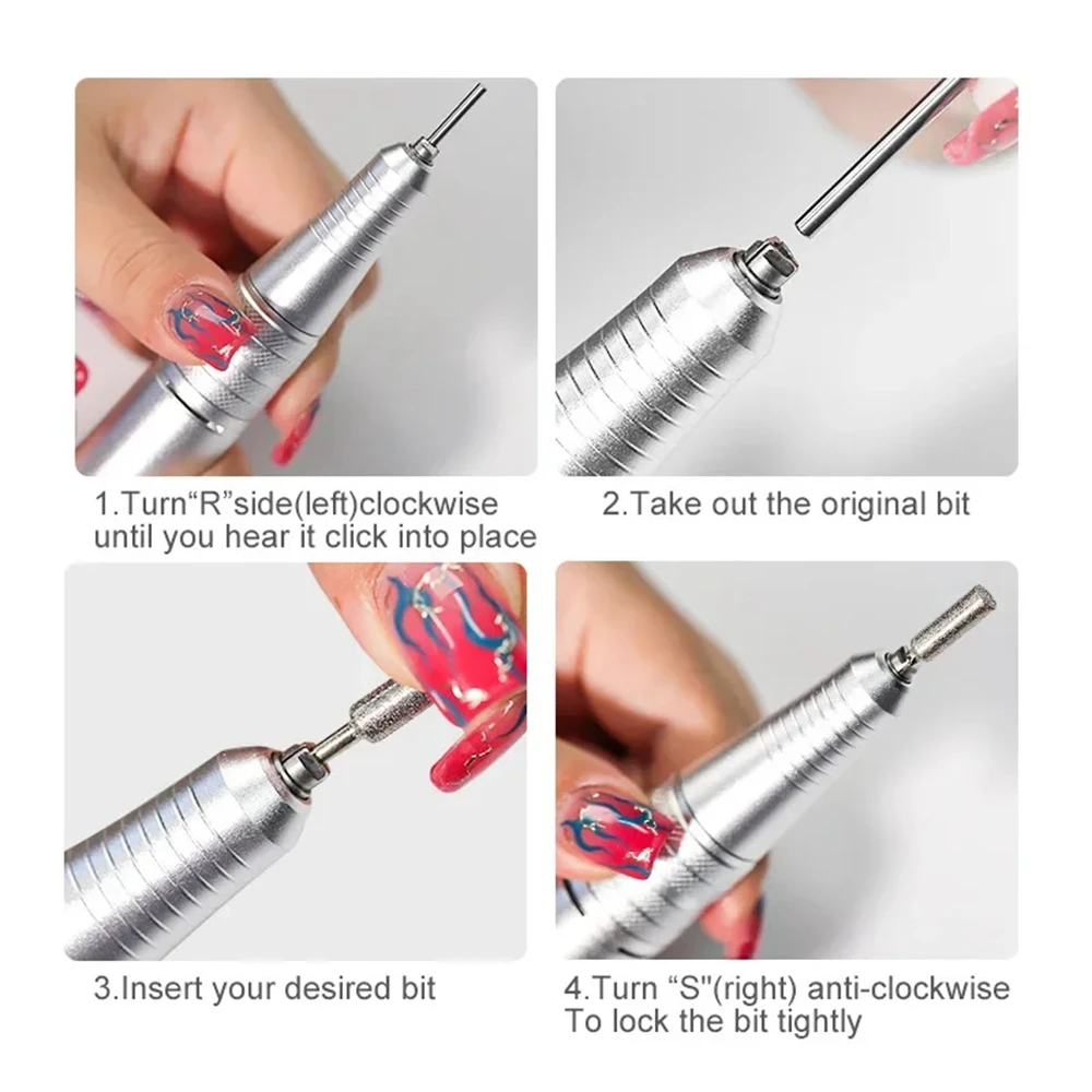 35000RPM Electric Nail Drill Set Professional Manicure Remover Machine Accessories Low Noise Trimming Kit Set Nail Filing Tools