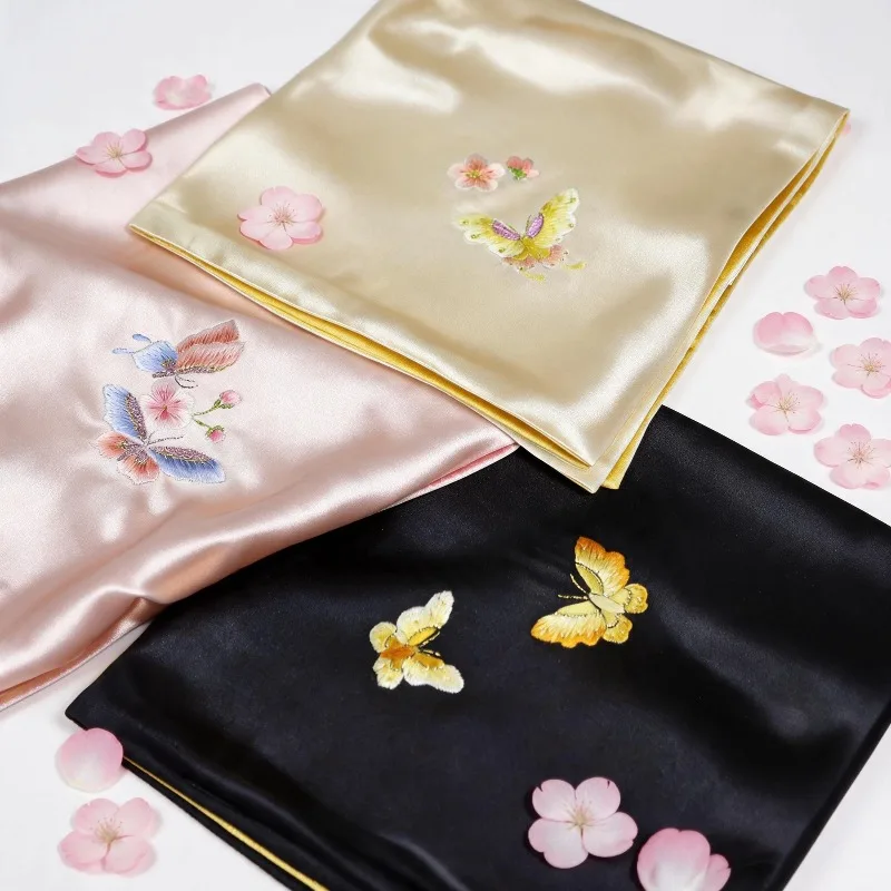 Guofeng Pure Silk Hand-embroidered Butterfly Handkerchief
