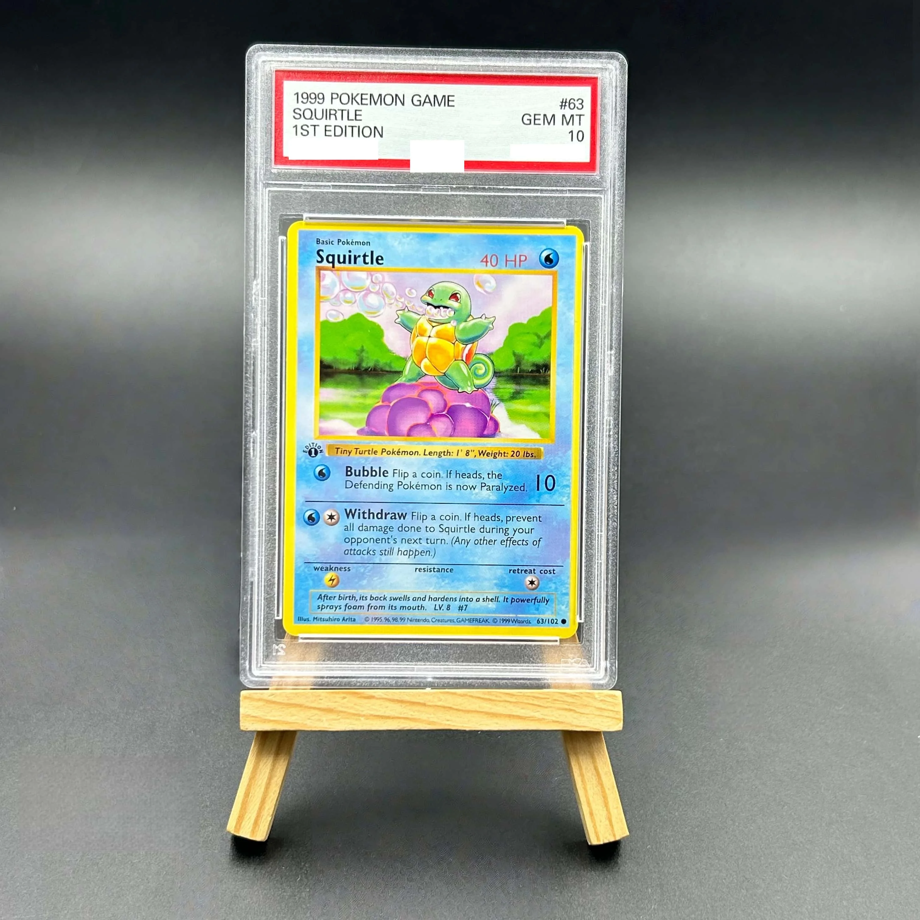 

1999 Pokemon Base Set Squirtle Non Holo Textured Card - 1st Edition Gem Mint 10 Collectible TCG