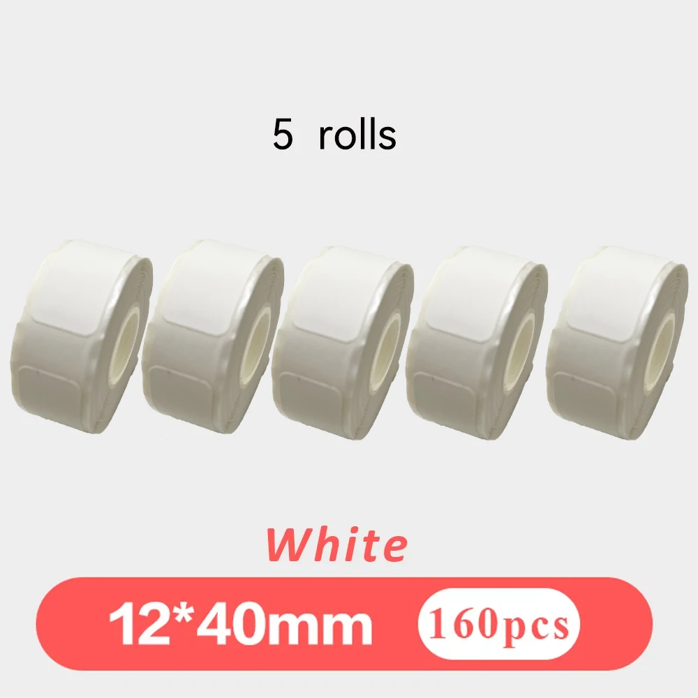 12x40mm 160pcs White Label Stickers Roll Self-Adhesive Thermal Labels for Office Home Organization Cable Wire Marking Food Date