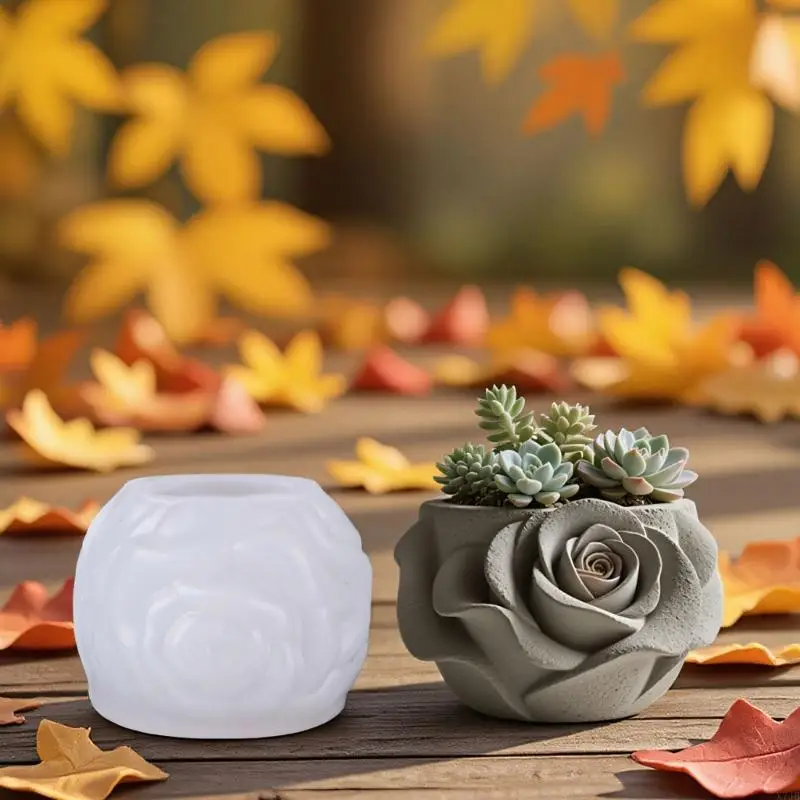 قالب سيليكون على شكل وردة فنية لمزارعي الخرسانة وتخصيص صناعة الهدايا