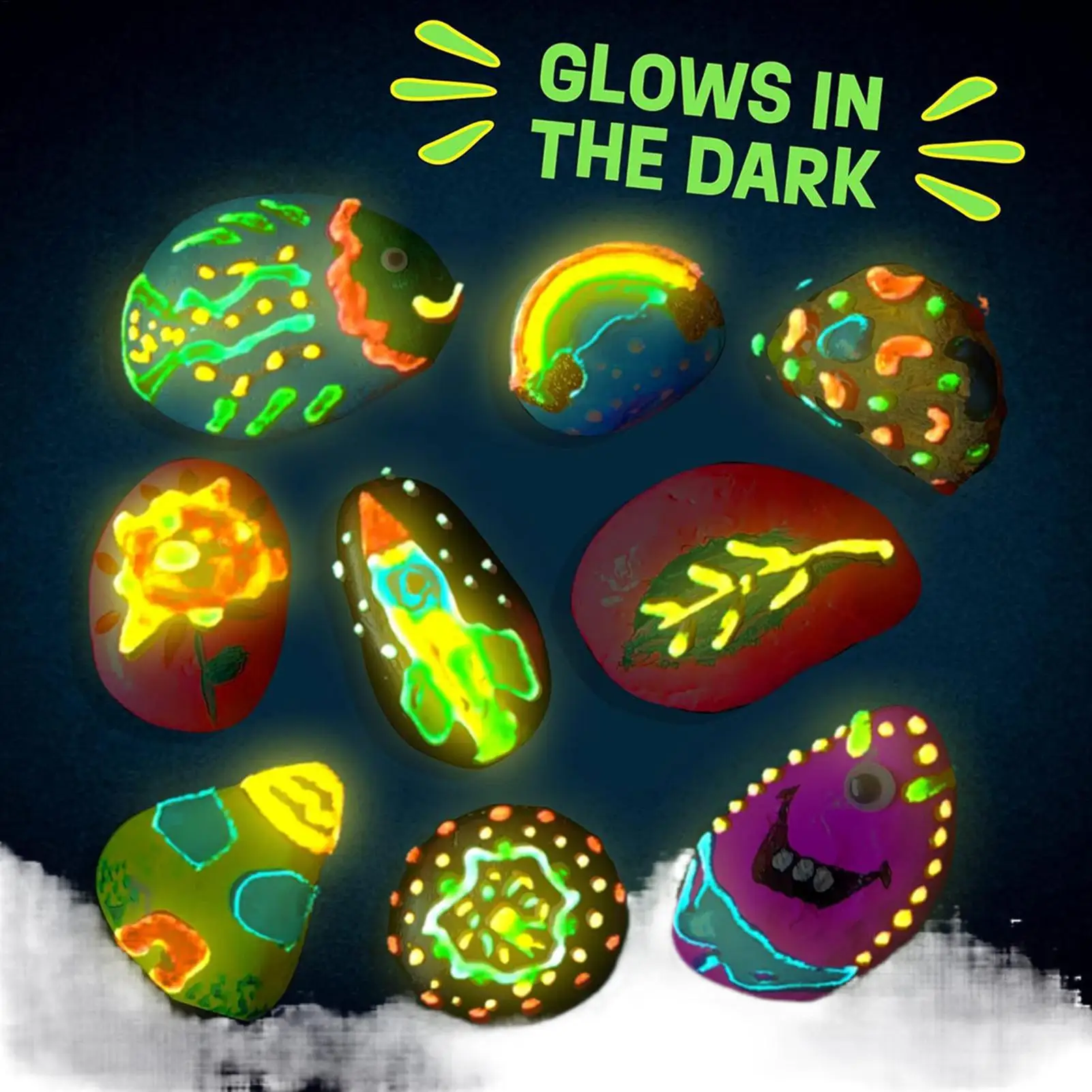 Kit de pintura de roca que brilla en la oscuridad, conjunto de artesanía creativa, suministros de arte para coordinación cerebral manual, fiesta en el aula para niños en edad preescolar