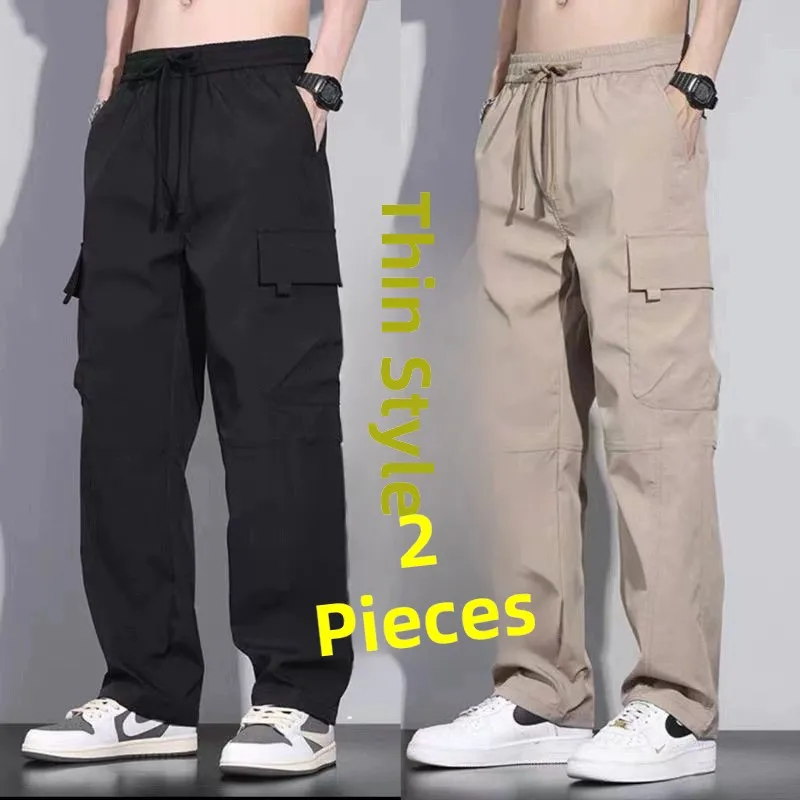 

Мужские брюки для рабочей одежды, осенние брюки с прямыми штанинами, водонепроницаемые износостойкие брюки-карго для повседневной повседневной носки