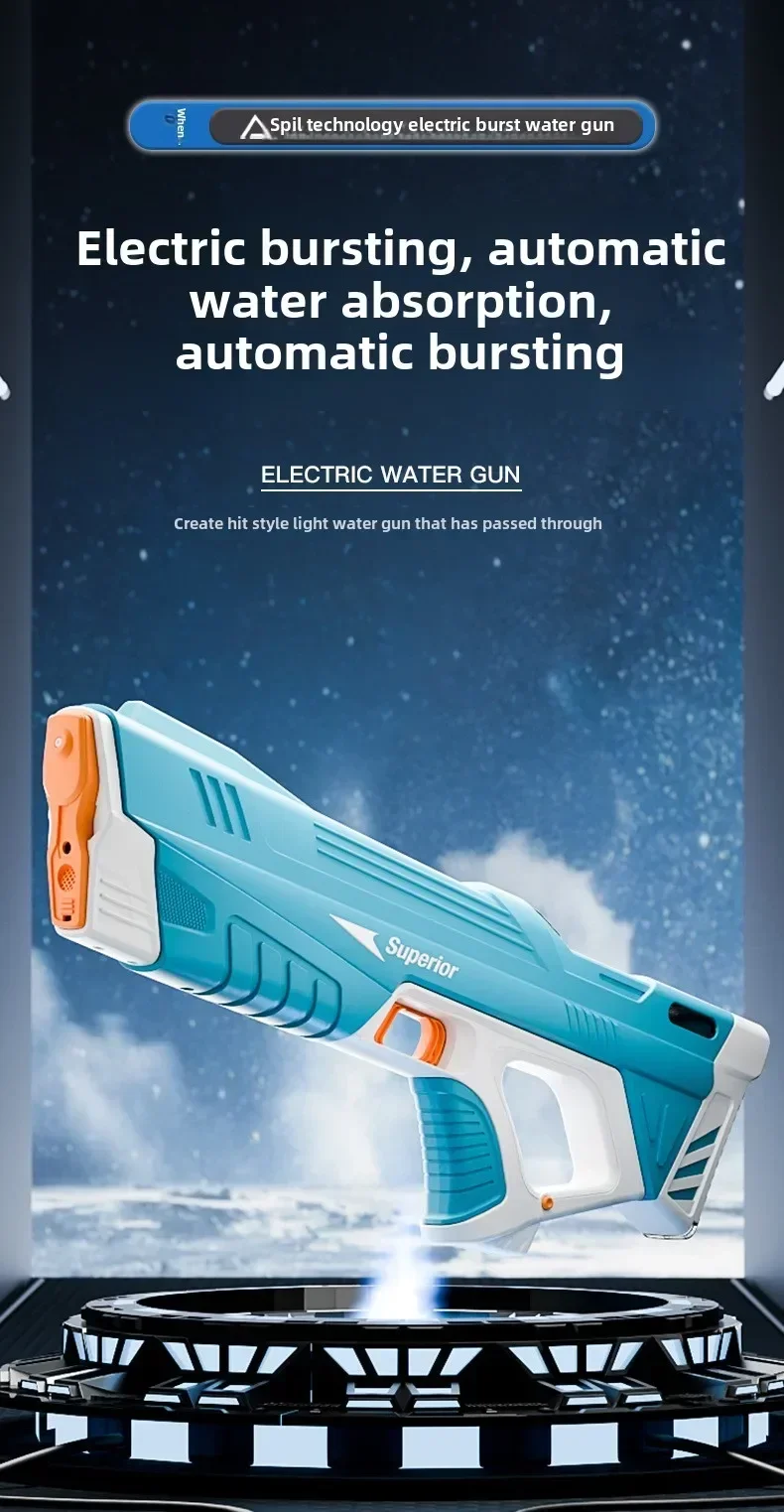 Neue Kinder Elektrische Wasserpistole Großhandel Automatische Wasser Absorption Batterie DisplayGroße Kapazität Jungen Wasser PlayToyWaterGun – Detail 1