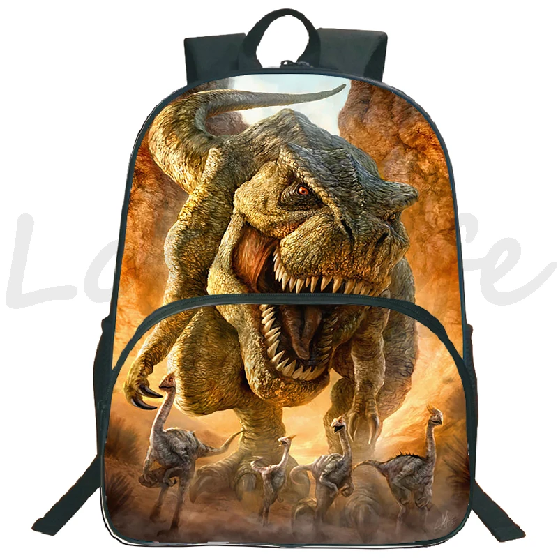 Mochila escolar de dinosaurio para niño y niña, bolsa de hombro de dibujos animados, 16 pulgadas