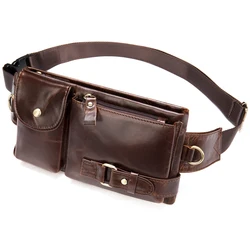 WESTAL Leather Waist Pack Men's First Layer Cowhide Men's Shoulder Crossbody Bag Mobile Phone Waist Pack Crossbody Chest Bag Men