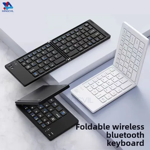 MINGCVIL Mini teclado inalámbrico plegable, teclado Bluetooth portátil delgado, teclado plegable recargable para IOS, Windows y Android