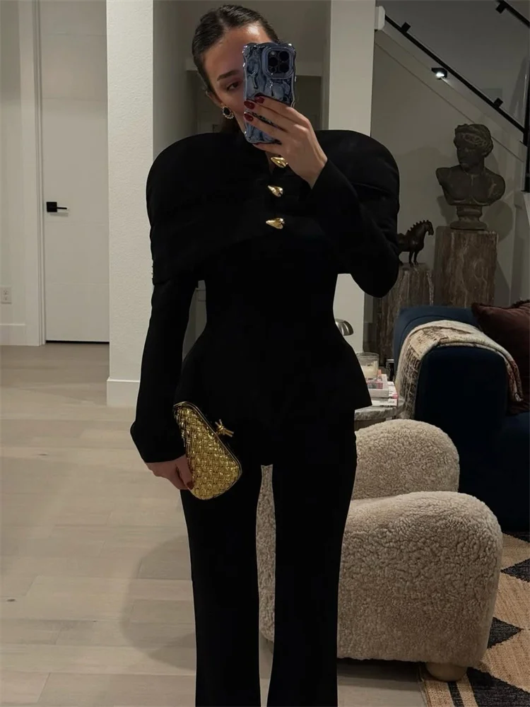 Tossy Fashion Metallic Elegant Blazers Outwear Women's Patchwork Skinny Long Sleeve Commute Coat Female Autumn Suit Outwear 2026