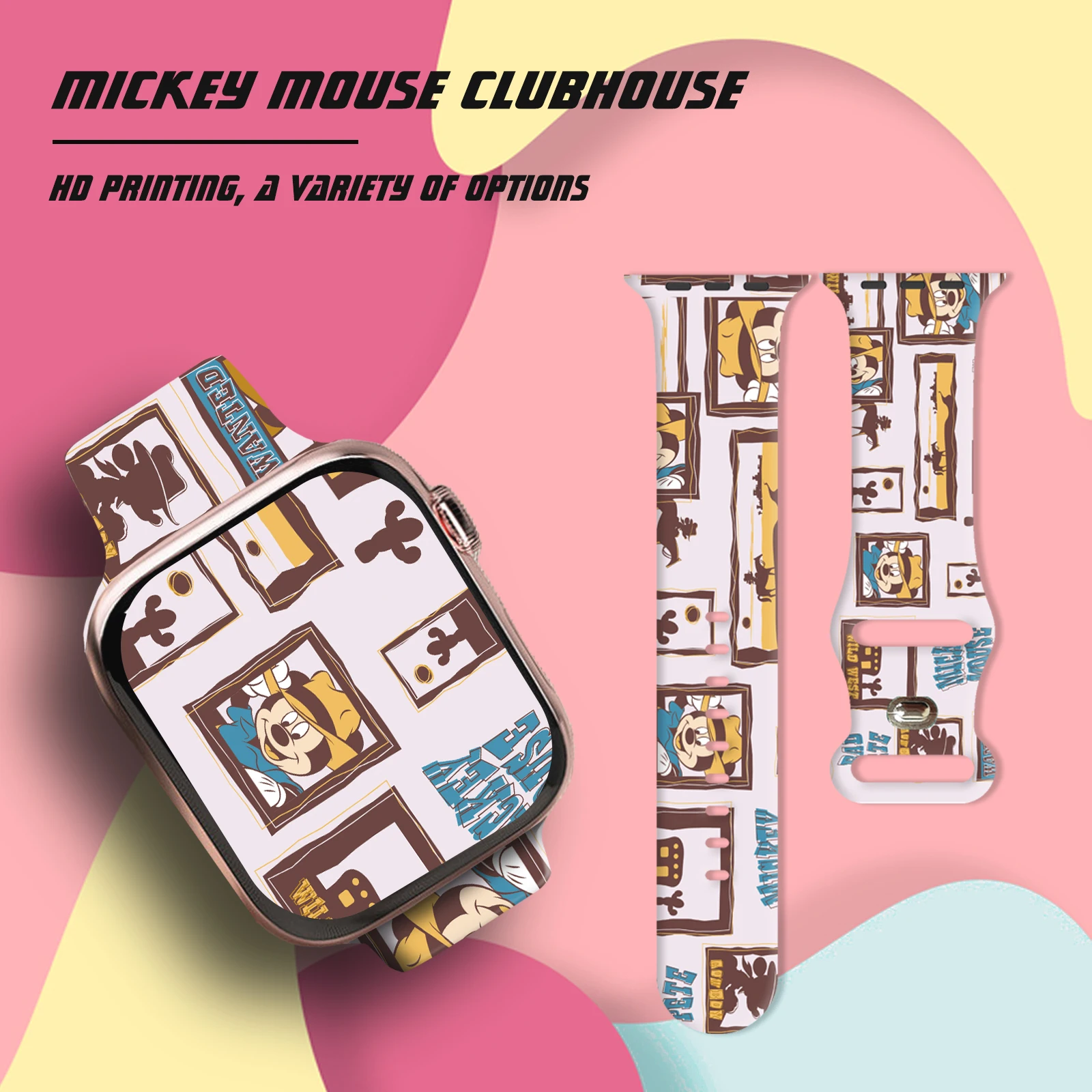 

Disney Print Strap for iWatch 11 10 9 8 Silicone Band Replaceable Bracelet for Apple Watch 46mm 44mm 42mm 41mm Watchband