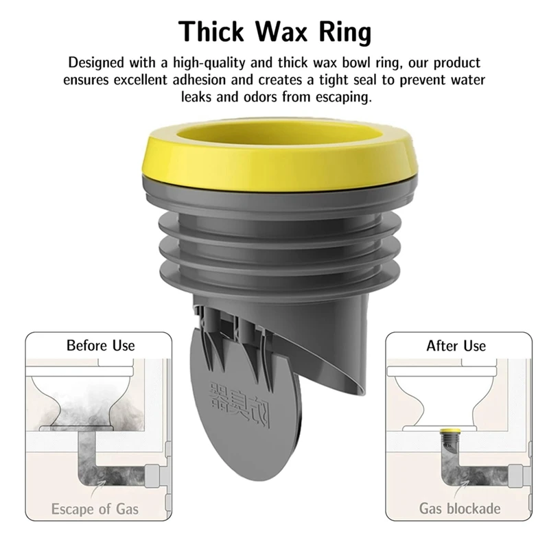 2PCS Toilet Flanges Wax Rings With Prevent Backflow Valve - Thick Wax Bowl Ring Fits 3.2-4 Inch Waste Lines