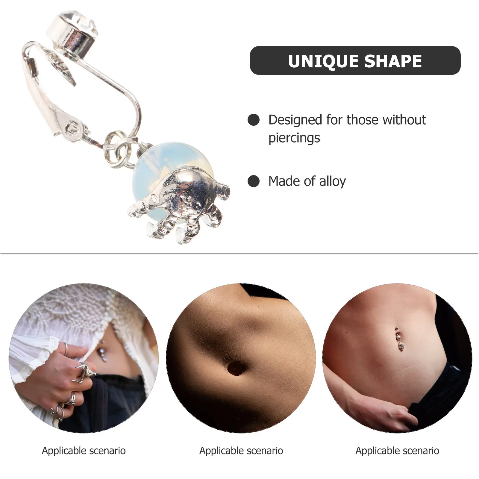 Skull Hand Non-Piercing Belly Ring Clip-On Dangle Navel Jewelry for Women – Halloween Beach Cosplay Gift