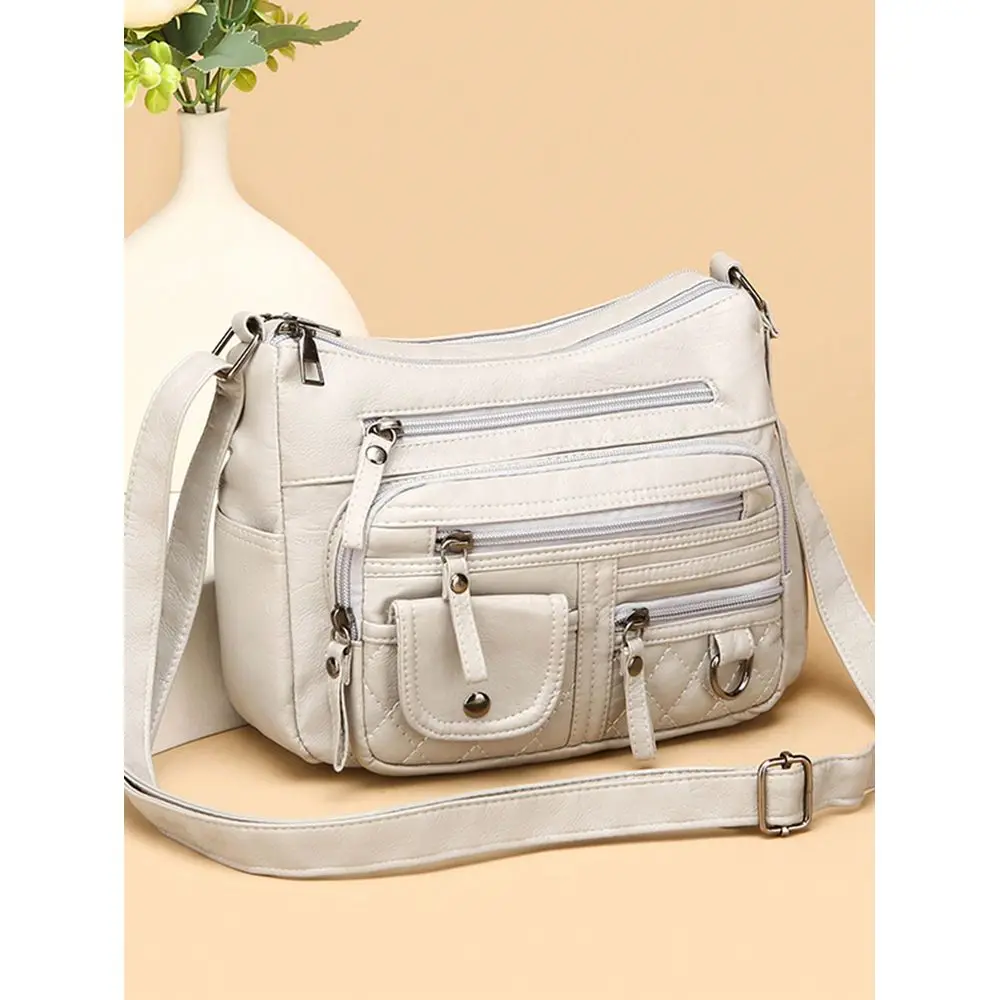 

Leather Womens Shoulder Bag, MultiPocket Crossbody Bag, Fashion Large Capacity Handbag, New Messenger Bag Tote
