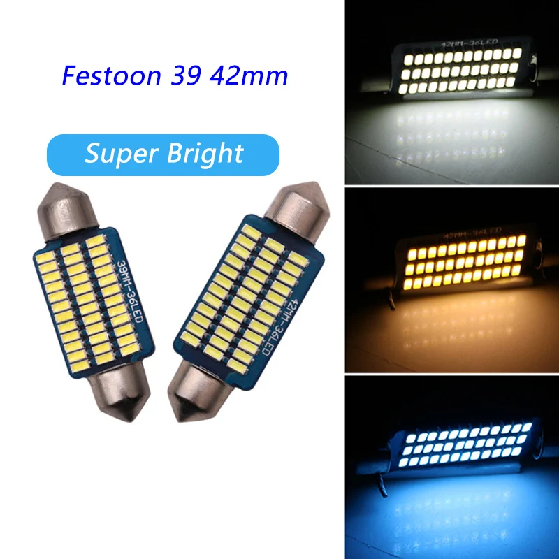 

4PCS C5W LED Light Festoon 31 36 39 41mm Car Interior Dome Lights Auto Reading Bulb Vehicles License Plate Lamp WarmWhite Canbus