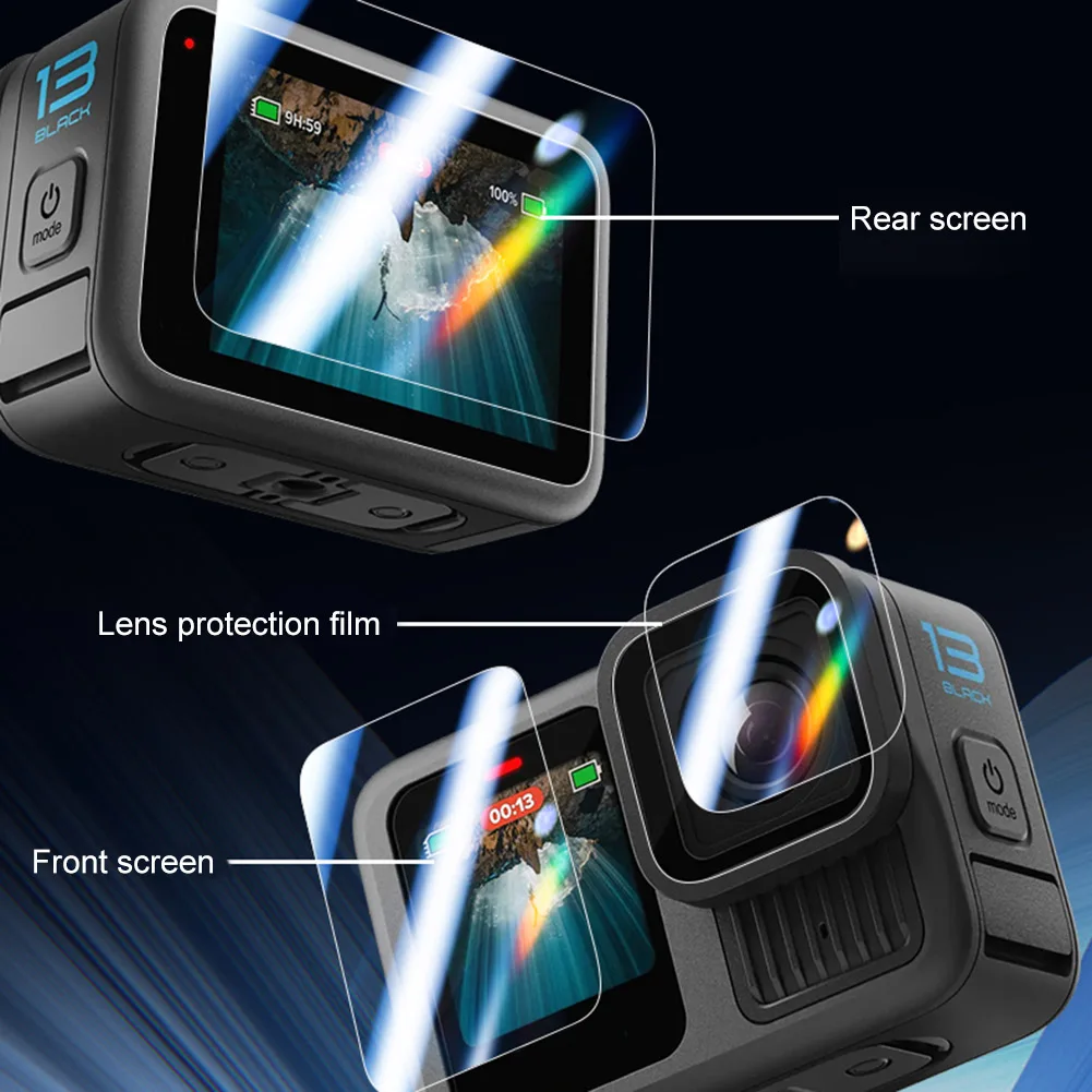 Folhos protetores de vidro temperado, Ultra Clear, Protetor de tela anti-risco, Protetor de lente, Filme frontal, Go Pro Hero 13
