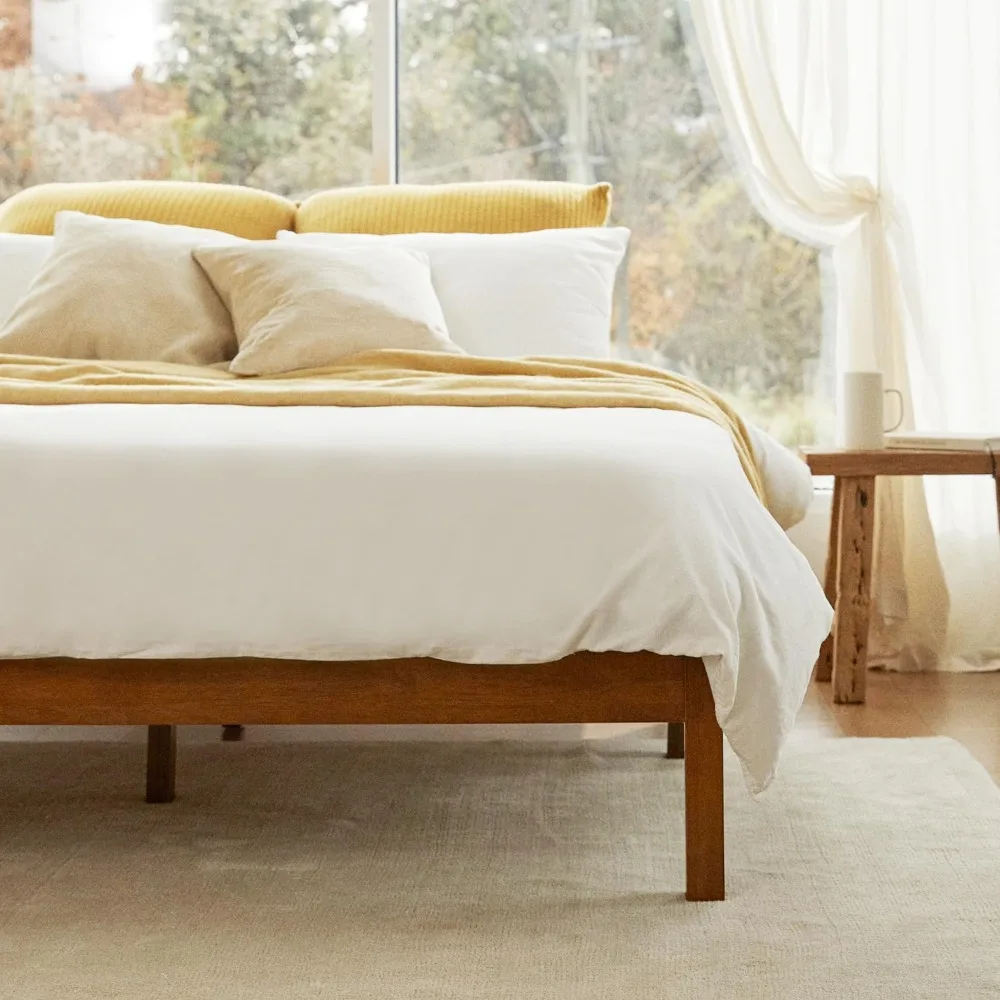 

LIFEMENT Classic Wood Platform Bed Frame, Essential, Noise Free, Under Bed Storage, No Box Spring Needed, Easy Assembly (Cherry,