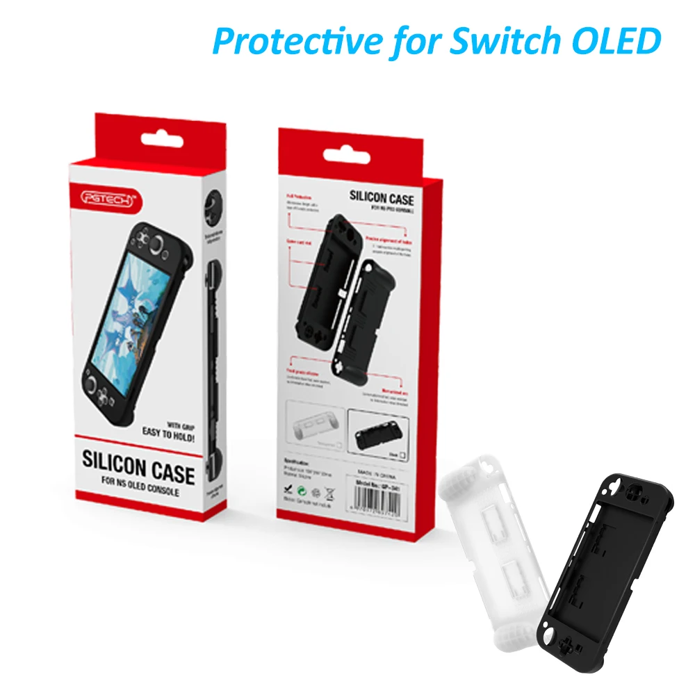 JYS سيليكون حامي شل كم تغطي كامل المضيف المطاط واقية كم مع قبضة فتحة للبطاقات للتبديل OLED الملحقات