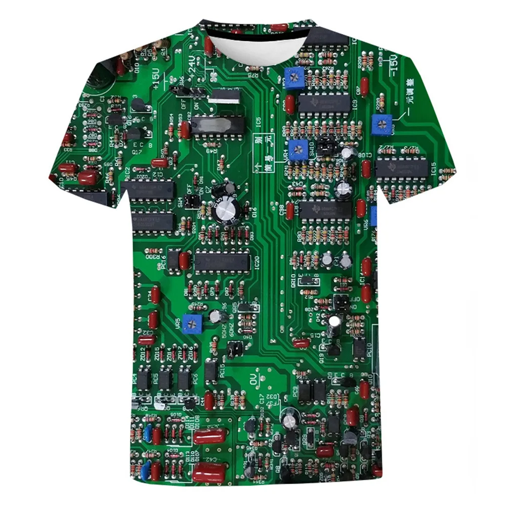 

3D Printed Circuit Board Graphic T Shirt For Men Summer Casual Creative Electronic Chip Tee Shirts Short Sleeve Men Tshirt Tops