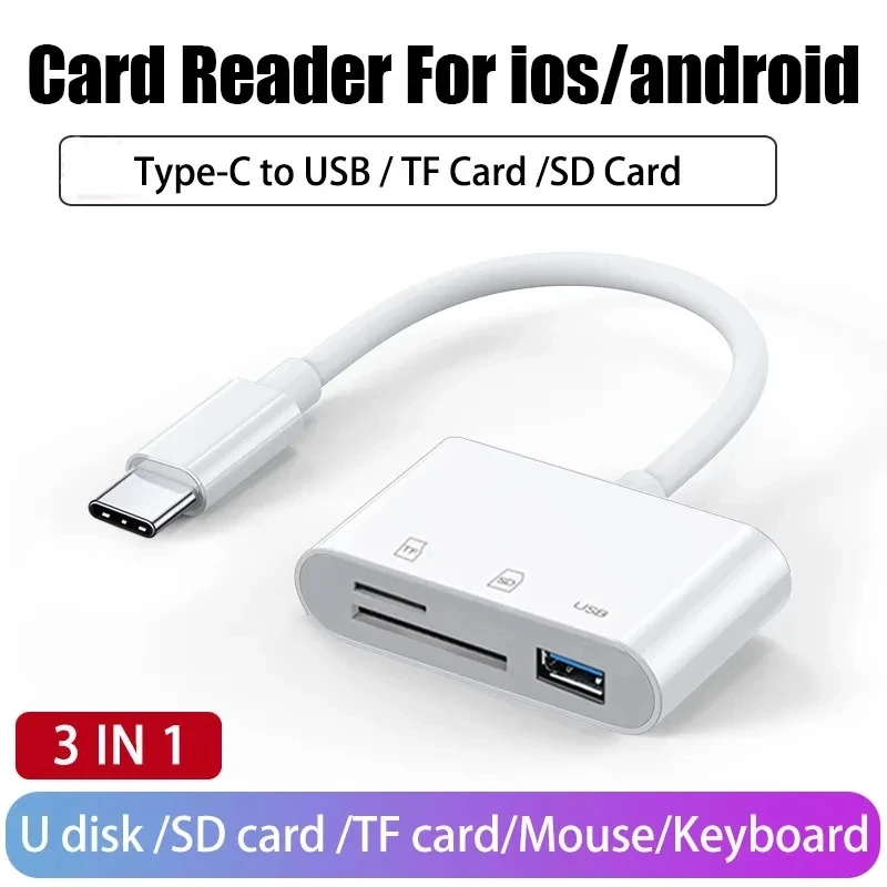 Type C SD Card Reader Adapter for Samsung Huawei XiaoMi SD TF Card Reader Data Converter For Macbook Laptop Phone15/16/17