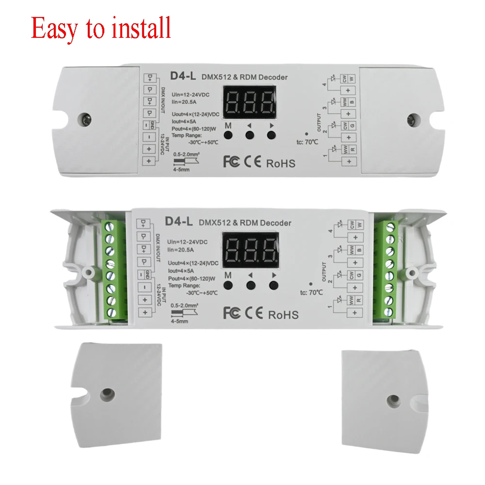 Stałe napięcie DMX512 RDM dekoder Dim CCT RGB kontroler taśmy ledowej z cyfrowym wyświetlacz numeryczny DC 12V 24V ściemniacz