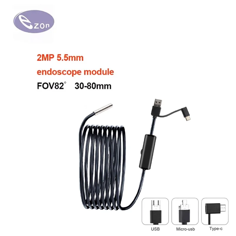 

2MP1080P 5,5 мм HD эндоскопическая труба, автоматический ремонт, осмотр 3,5 м, USB 3 в 1, гибкий кабель, промышленный эндоскоп высокой четкости