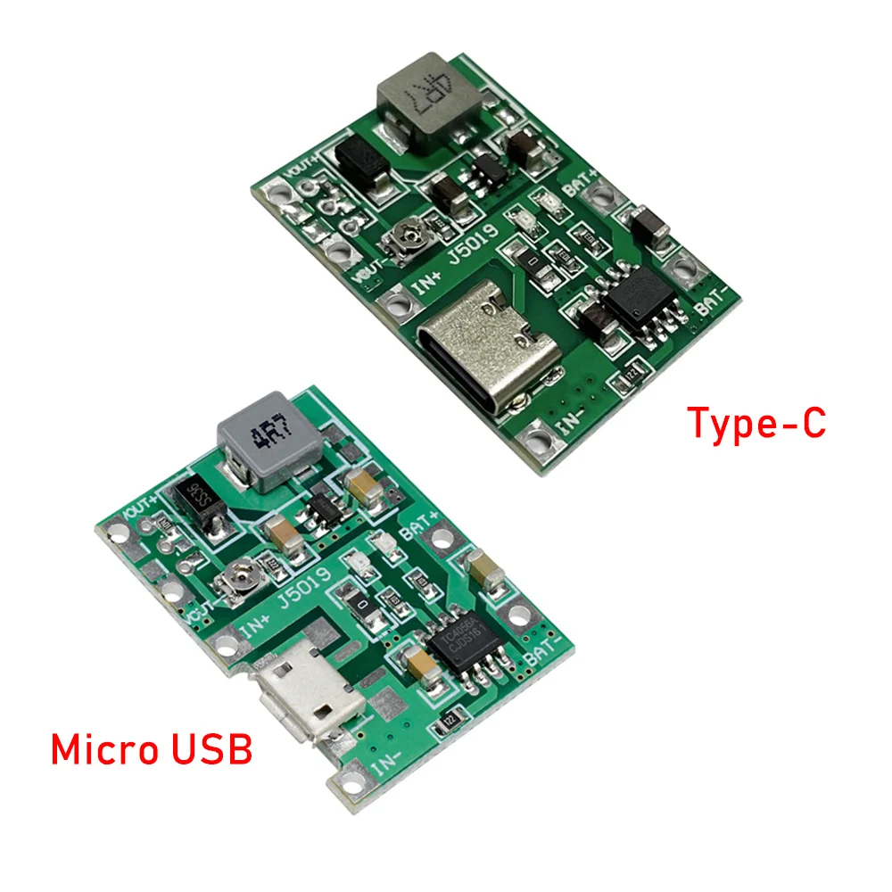 Type-C Micro USB Lithium Li-ion 18650 3.7V 4.2V Battery Charger Board DC-DC Step Up Boost Module Battery Charging Step-Up Board