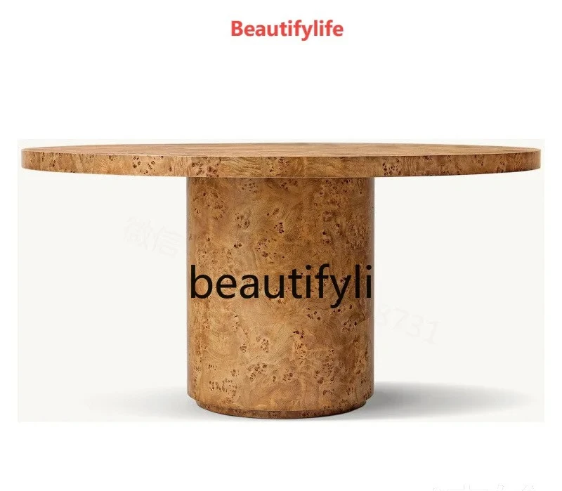 

American-style Solid Wood Round Dining Table Modern Natural Wood Nordic Solid Wood Dining Table