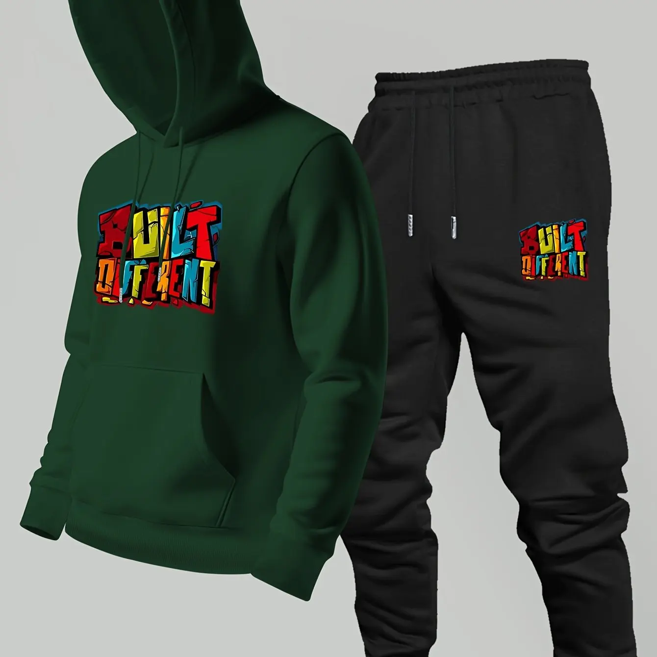 New Men Autumn Winter 2‑Piece Hoodie Jogger Pants Set Trendy Comfortable Loose Casual Sport Streetwear Daily Wear Tracksuit
