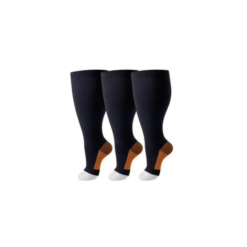 

3pairs Extra Large Size Compression Socks 2xl 3xl 4xl Men New Fat Pressure Open Toe Exposed Pattern Women Yoga And Sports