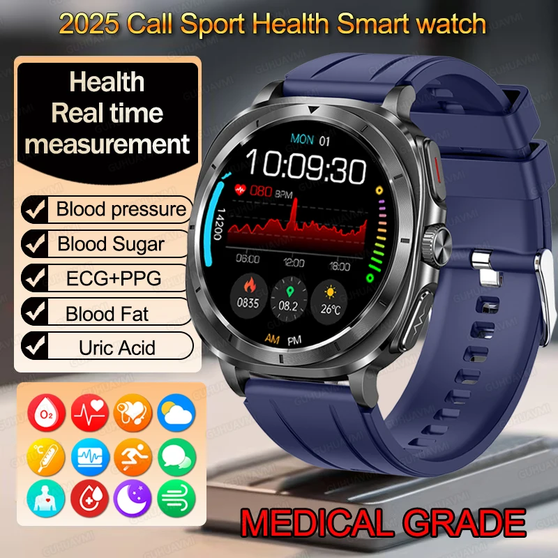 new-ultra-health-smart-watch-men-blood-lipids-ecg-uric-acid-bluetooth-call-blood-pressure-smart-bracelet-android-ios-compatible