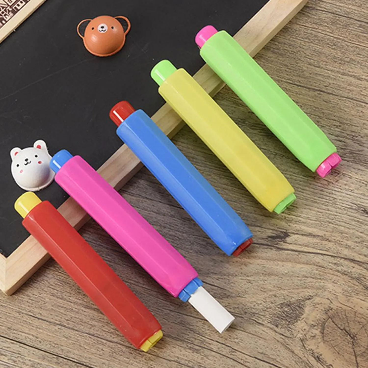 5pcs Adjustable Health Non-toxic Chalk Holder Chalk Clip Colourful Chalk Holders Clean Teaching Hold for School Home Supplies