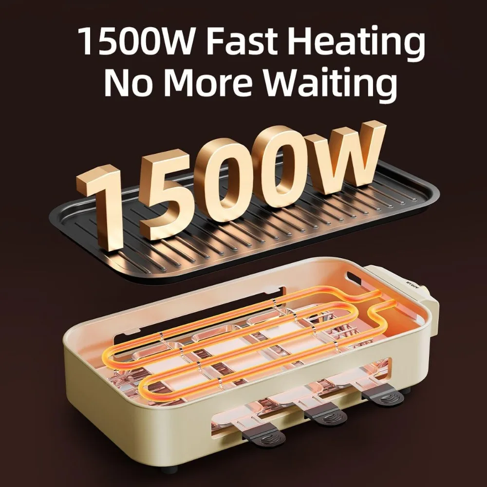 Versatile Smokeless Indoor Grill for Home Cooking, Featuring Indoor Grills Electric Smokeless, and Kitchen Griddle White