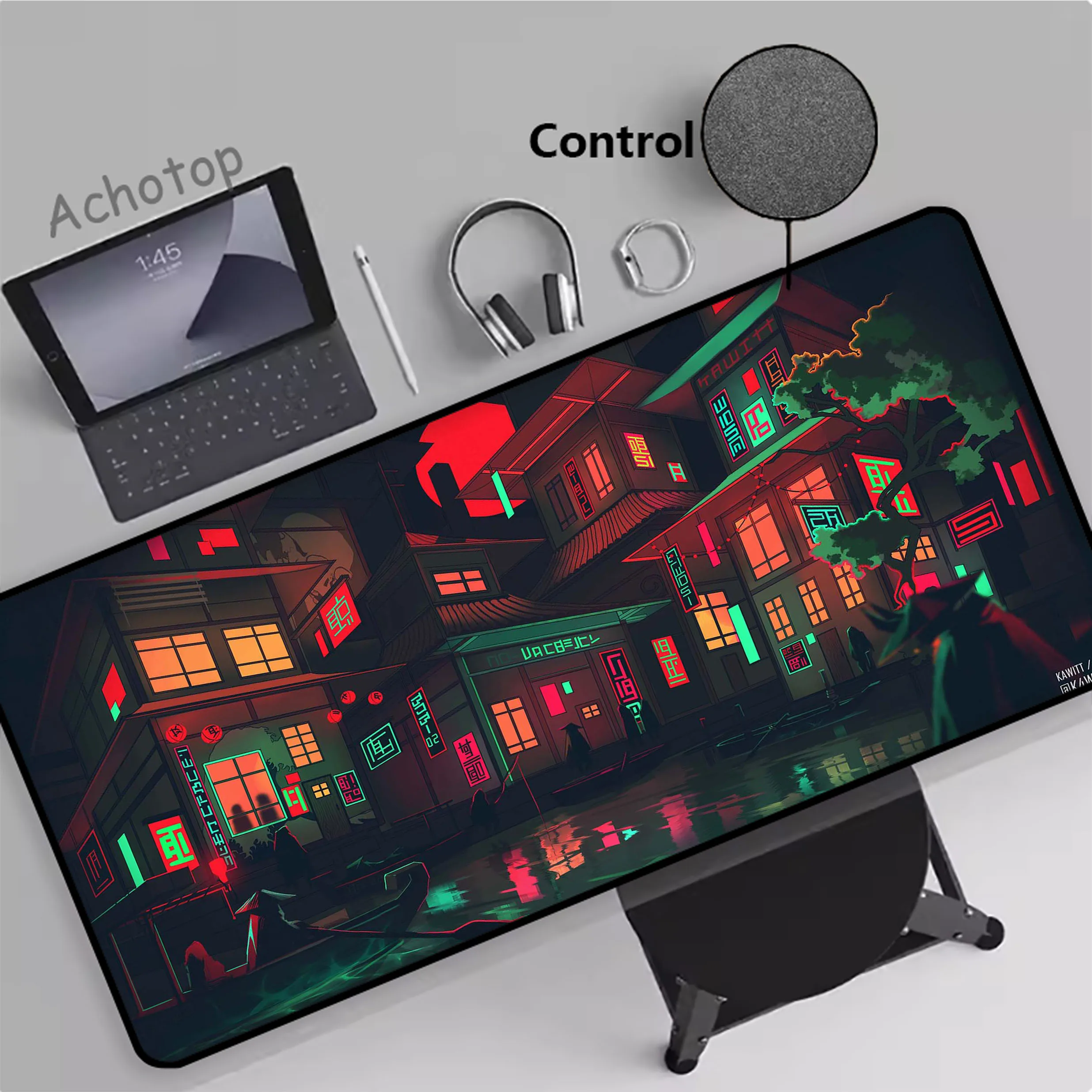 Neon City Dazzling Control Gamer Mousepad Large Gaming Mouse Pad Computer Keyboard Pads Locking Edge Mouse Mat XXXL Desk Mat