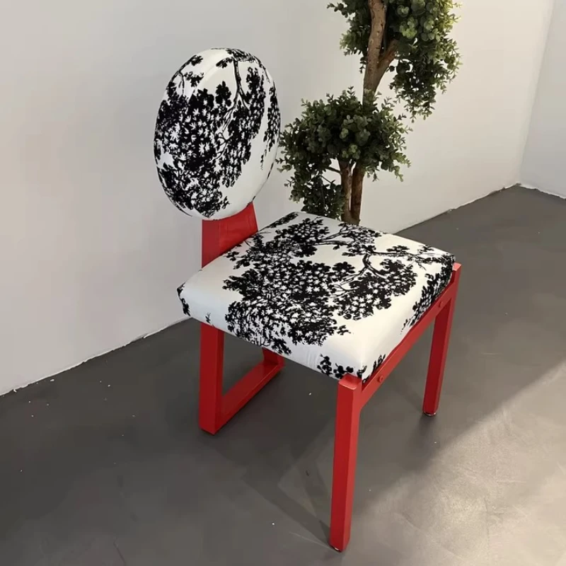 

Mid-Century Modern Dining Chairs Designer Backrest Seat Light Luxury Reception Chair High Elasticity Sponge Dressing Stools