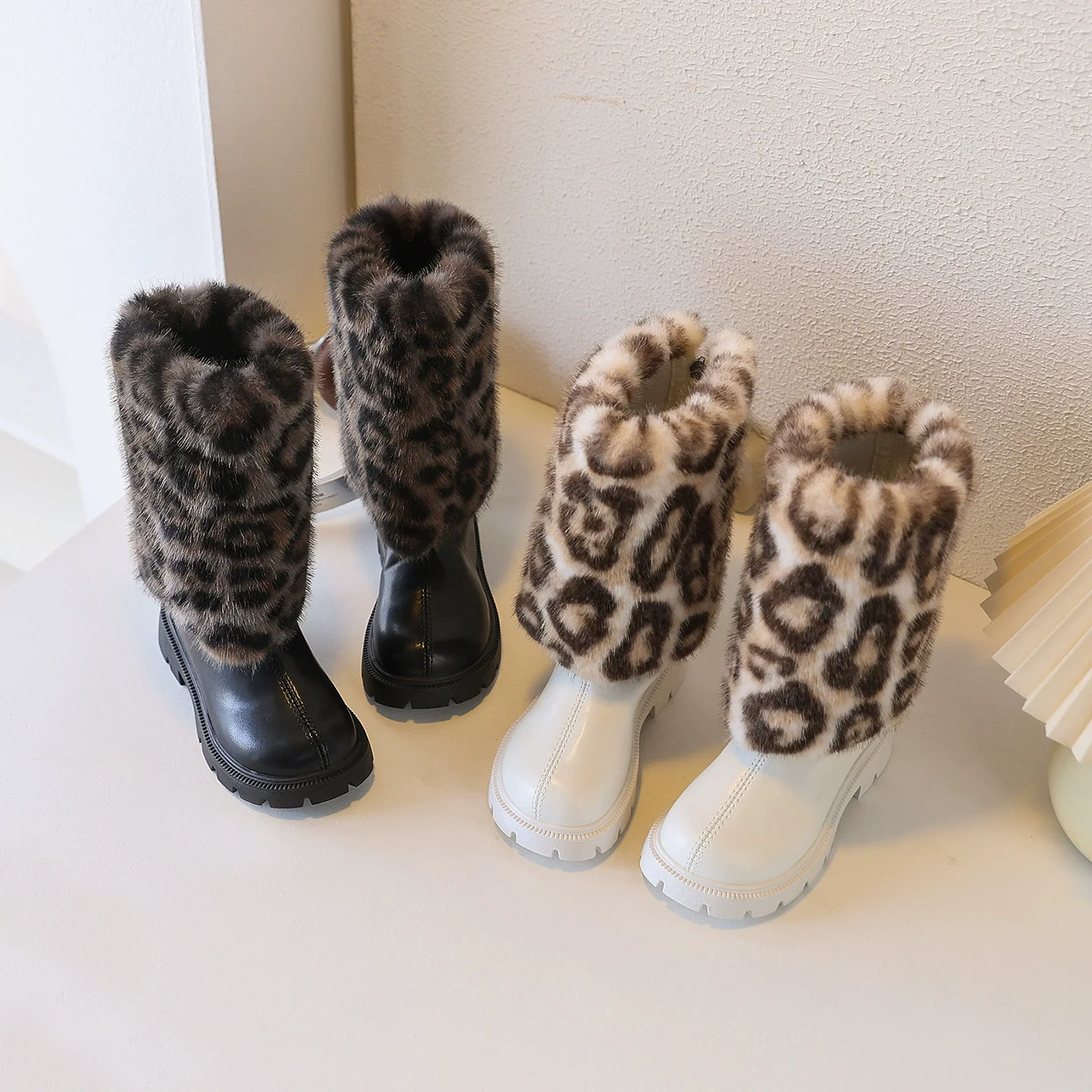 Girls High Boots Children Warm Princess Leather Boots Soft Soled Kids Fashion Long Boots Anti-Slippery All Match 2026 Winter New