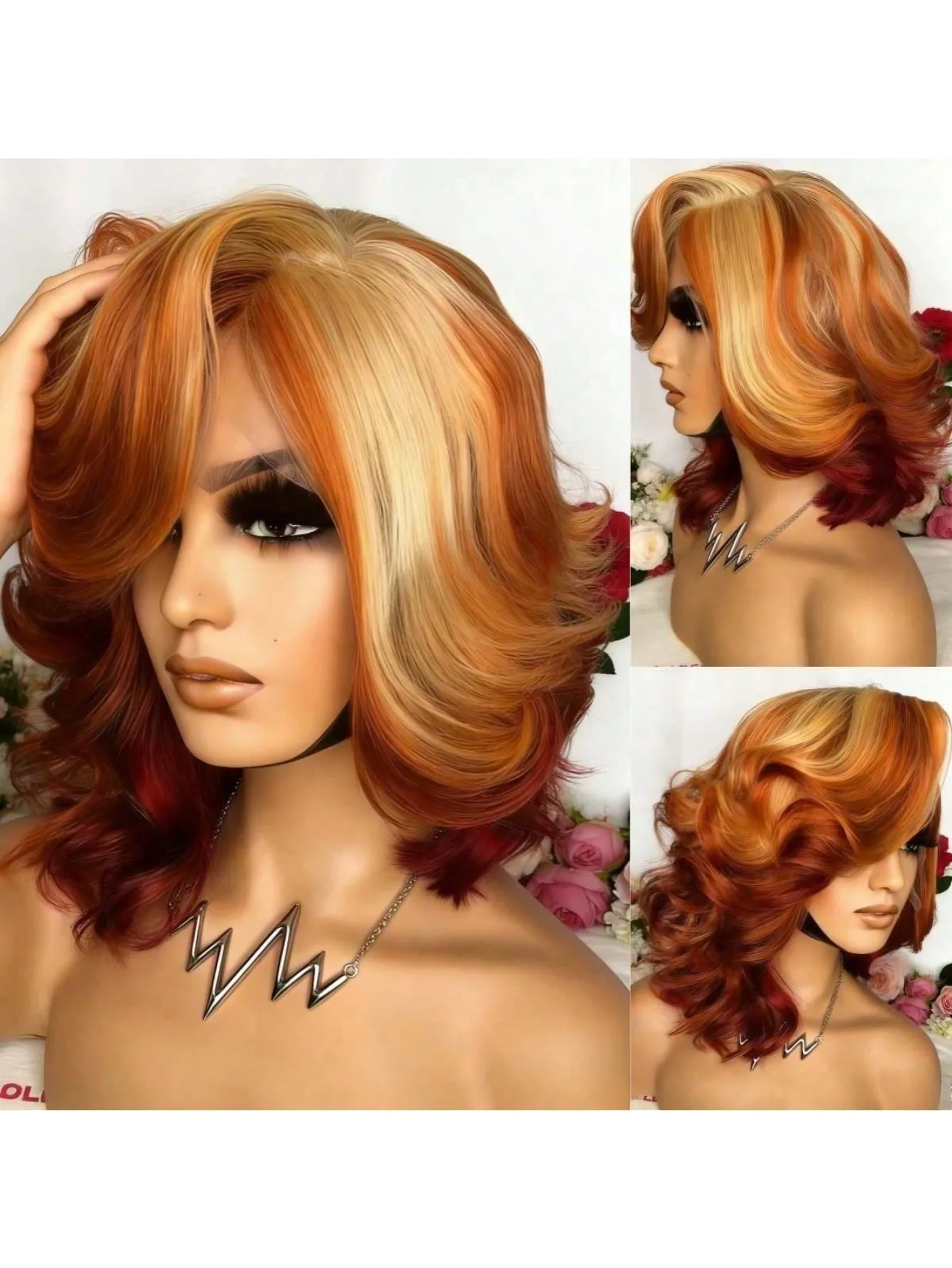 

250 Density Ginger Orange Body Wave Lace Front Wigs Human Hair Free Parting 13x4 HD Transparent Glueless Wigs Human Hair Pre Plucked with Baby Hair Brazilian Orange Highlight Blonde Colored Bob Lace Closure Wig Human Hair for Women