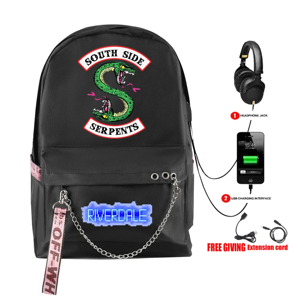 Youthful School Bag Unisex TV Riverdale Season 5 Travel Bags Usb Rechargeable Oxford Waterproof Notebook Shoulder Backpacks